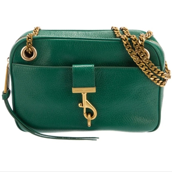 Rebecca Minkoff Lou shoulder bag green leather brushed gold hardware - Picture 4 of 10